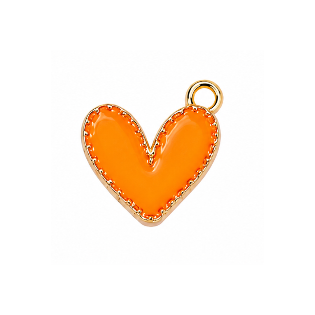 Sunset Orange Heart Charm
