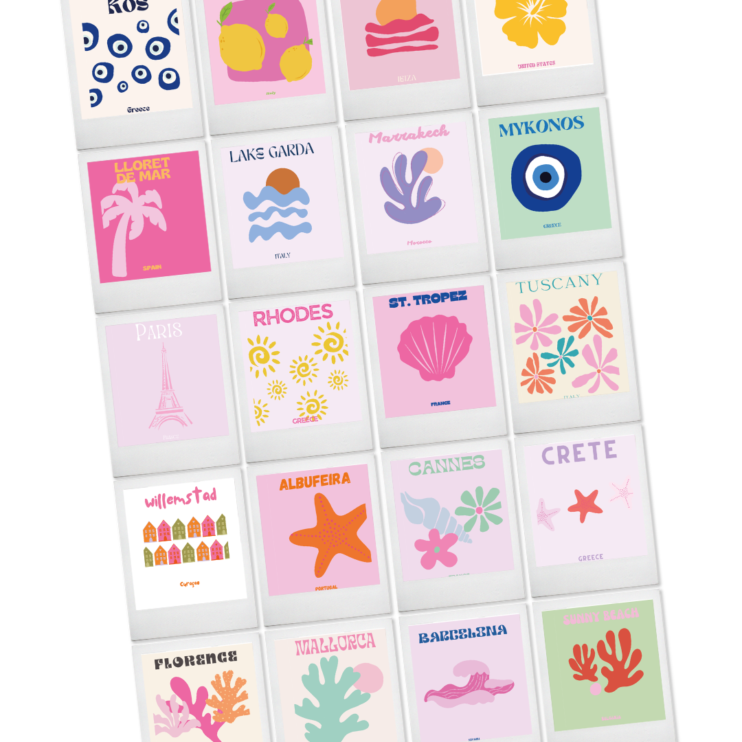 Lot de 20 tirages photo façon Polaroïd, thème vacances